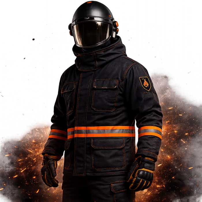 Figura industrial con equipo anti-fuego